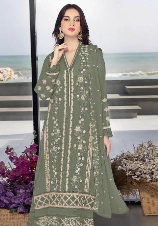 Picture of Georgette Sea Green Straight Cut Salwar Kameez