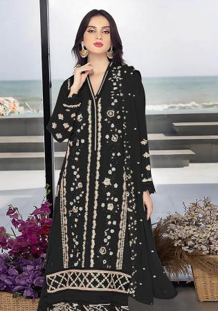 Picture of Wonderful Georgette Black Straight Cut Salwar Kameez