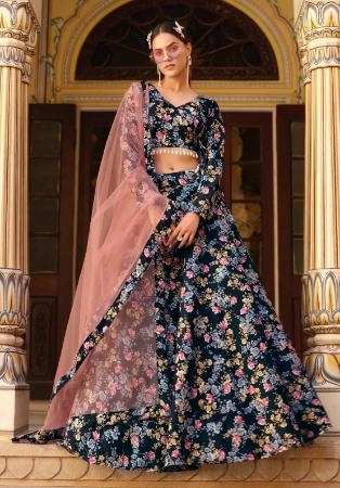 Picture of Resplendent Silk Navy Blue Lehenga Choli