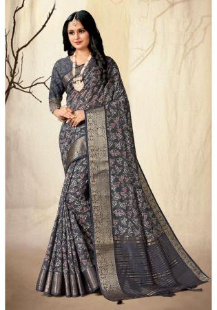 Picture of Pretty Silk Dark Slate Grey Saree