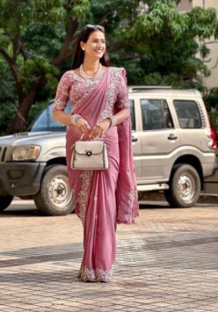 Picture of Shapely Chiffon & Silk Rosy Brown Saree