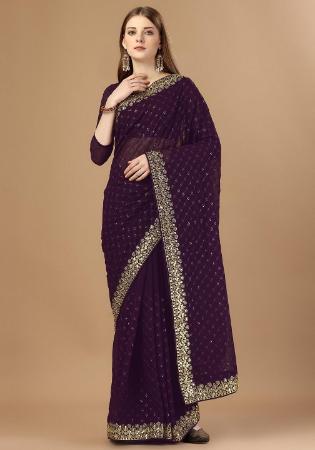 Picture of Sightly Georgette Black Saree