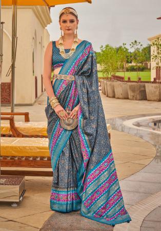 Picture of Ravishing Silk Slate Grey Saree