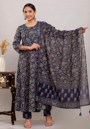 Picture of Rayon & Cotton Dark Slate Grey Readymade Salwar Kameez