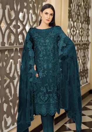 Picture of Georgette Midnight Blue Straight Cut Salwar Kameez