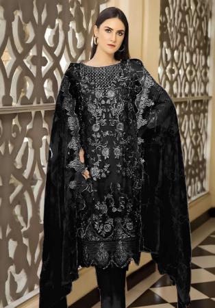 Picture of Resplendent Georgette Black Straight Cut Salwar Kameez