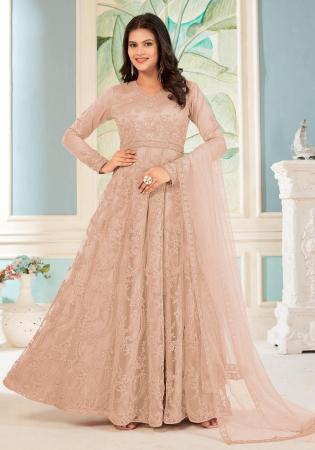 Picture of Graceful Net Tan Anarkali Salwar Kameez