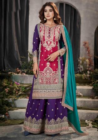 Picture of Chiffon Midnight Blue Readymade Salwar Kameez