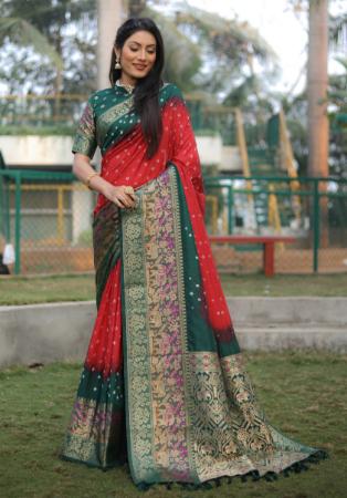 Picture of Pleasing Silk Fire Brick Saree