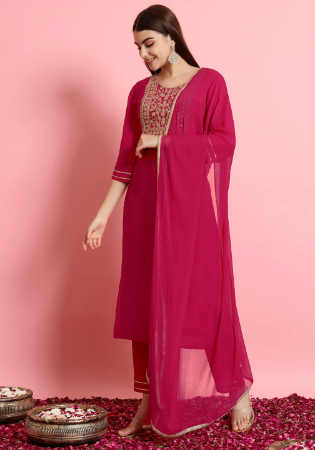 Picture of Ravishing Silk Deep Pink Readymade Salwar Kameez