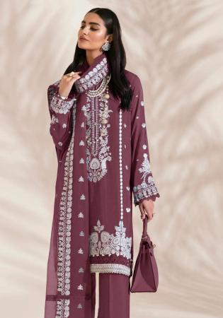 Picture of Georgette Dim Gray Straight Cut Salwar Kameez