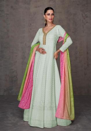 Picture of Georgette Dark Sea Green Anarkali Salwar Kameez