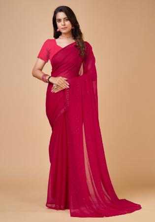 Picture of Stunning Georgette & Silk Light Coral Saree