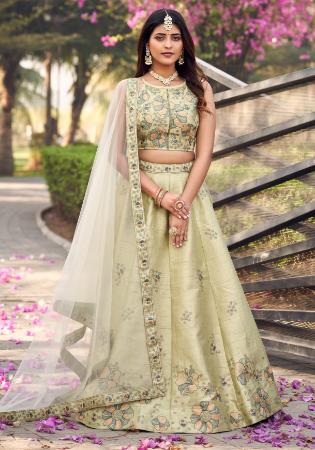 Picture of Magnificent Silk Dark Khaki Readymade Lehenga Choli