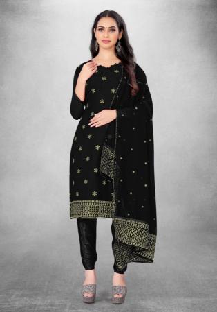 Picture of Taking Georgette Black Straight Cut Salwar Kameez