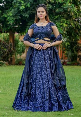 Picture of Georgette Midnight Blue Readymade Lehenga Choli