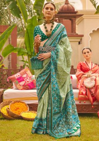 Picture of Amazing Silk Dark Sea Green Saree