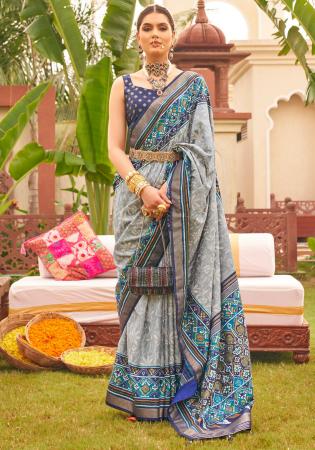 Picture of Beautiful Silk Dark Grey Saree