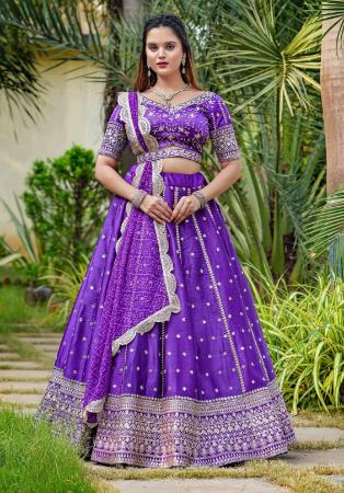 Picture of Gorgeous Satin Dark Orchid Readymade Lehenga Choli