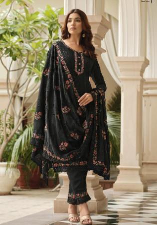 Picture of Chiffon Dark Olive Green Straight Cut Salwar Kameez