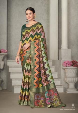 Picture of Graceful Silk Dark Olive Green Saree