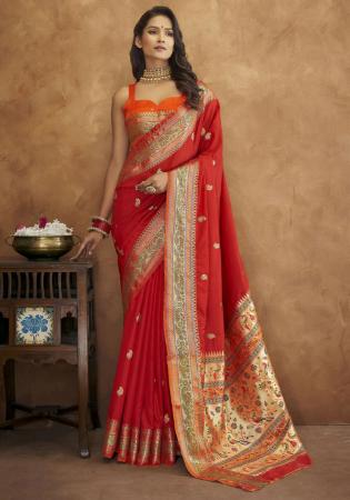 Picture of Beauteous Silk Fire Brick Saree