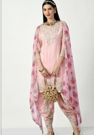 Picture of Wonderful Georgette Misty Rose Straight Cut Salwar Kameez