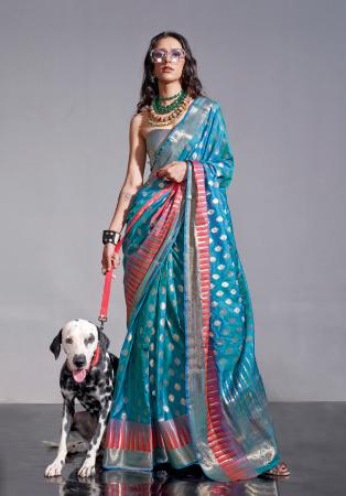 Picture of Elegant Silk Cadet Blue Saree