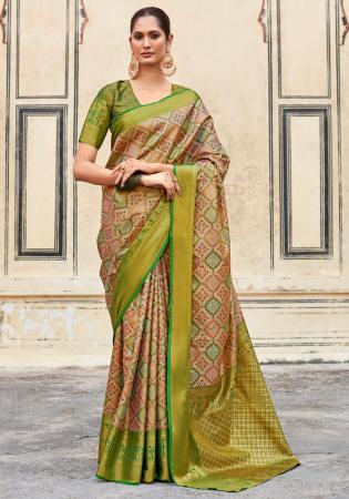 Picture of Elegant Silk Dark Khaki Saree