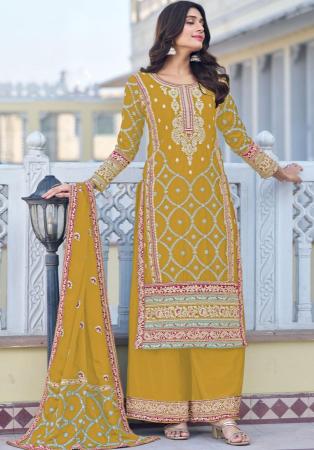 Picture of Chiffon & Silk Peru Straight Cut Salwar Kameez