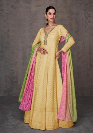 Picture of Beautiful Georgette Khaki Anarkali Salwar Kameez