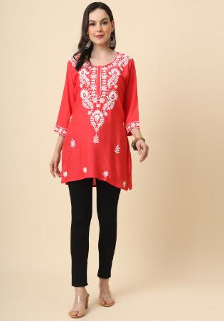 Picture of Resplendent Rayon Crimson Kurtis & Tunic