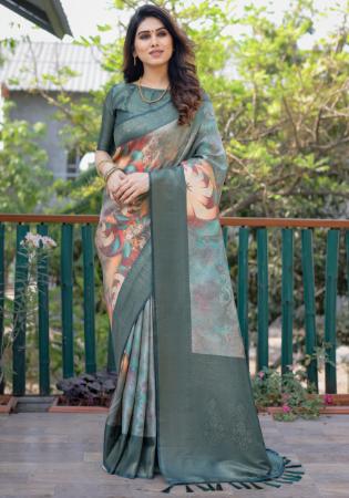 Picture of Graceful Silk Light Slate Grey Saree