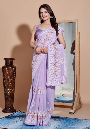 Picture of Superb Georgette Light Steel Blue Saree