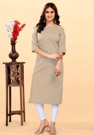 Picture of Gorgeous Cotton Beige Kurtis & Tunic