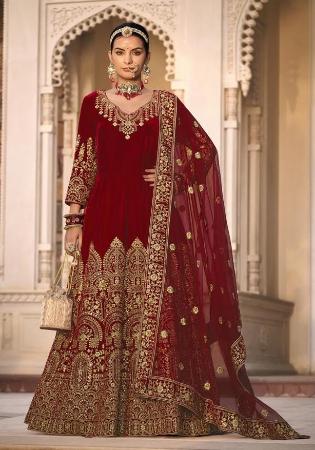 Picture of Exquisite Chiffon Maroon Anarkali Salwar Kameez