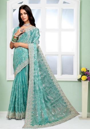 Picture of Classy Silk Cadet Blue Saree