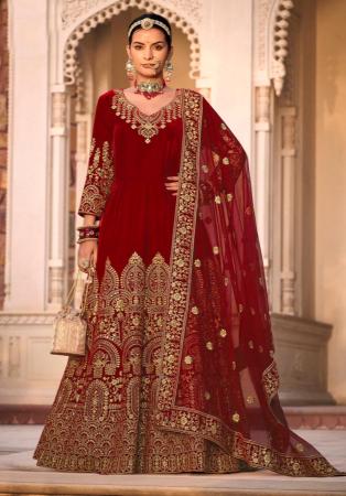 Picture of Exquisite Chiffon Maroon Anarkali Salwar Kameez