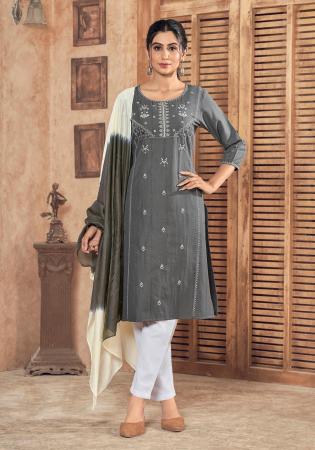 Picture of Ravishing Cotton Dim Gray Readymade Salwar Kameez