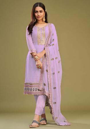 Picture of Georgette Rosy Brown Straight Cut Salwar Kameez