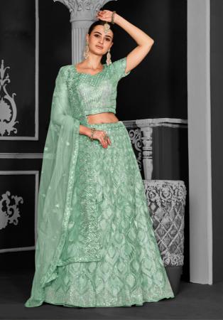 Picture of Alluring Net Dark Sea Green Lehenga Choli