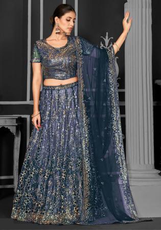 Picture of Comely Net Dark Slate Grey Lehenga Choli