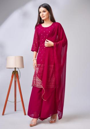 Picture of Georgette Medium Violet Red Readymade Salwar Kameez