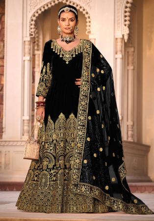 Picture of Ravishing Chiffon Black Anarkali Salwar Kameez