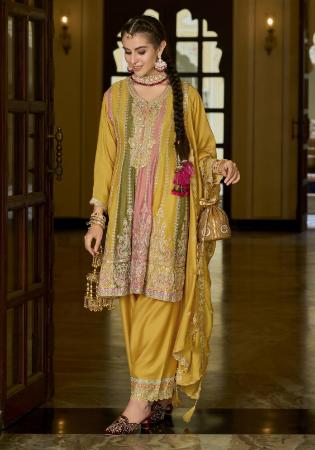 Picture of Fascinating Chiffon Golden Rod Readymade Salwar Kameez