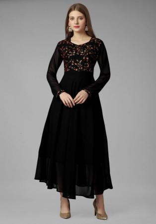 Picture of Excellent Georgette Black Readymade Gown