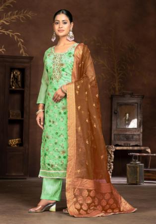 Picture of Medium Aqua Marine Straight Cut Salwar Kameez