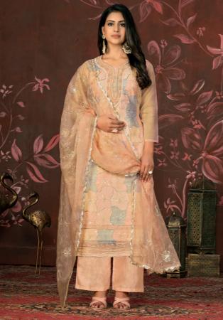 Picture of Rayon & Organza Burly Wood Straight Cut Salwar Kameez