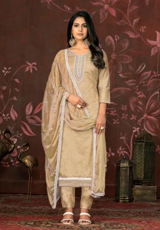 Picture of Ideal Chiffon Beige Straight Cut Salwar Kameez