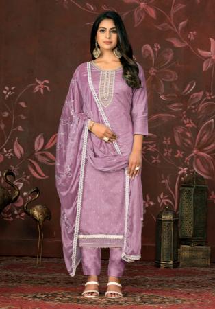 Picture of Chiffon Dark Magenta Straight Cut Salwar Kameez